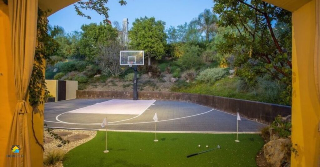 outdoor gym and basketball court.