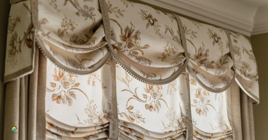 Belmont (Traditional Neutral Floral) Faux Roman Shade Valance