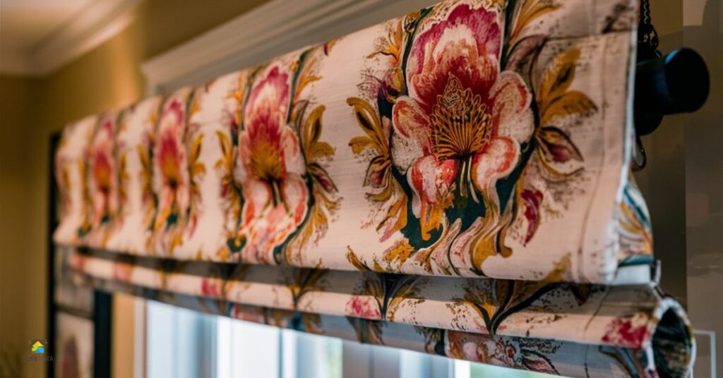 Manchester (Distressed Print Floral Medallion) Faux Roman Shade Valance